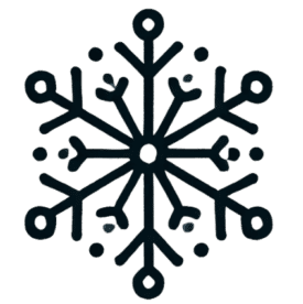 Minimalistisk ikon i skandinavisk stil som viser et vintermotiv med en snøkrystall.