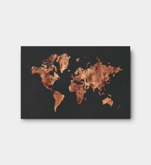 høykvalitets lerretsbilde gull verdenskart på mørk bakgrunn