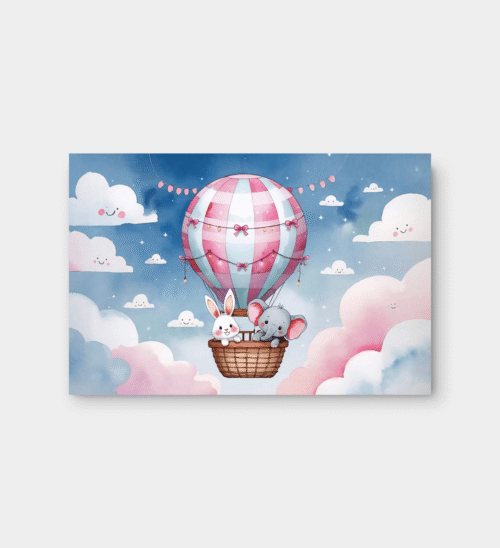 høykvalitets lerretsbilde balon med dyr i barnerom