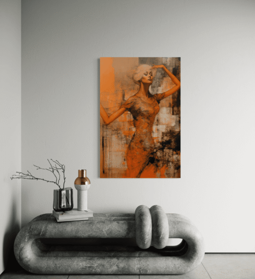 høykvalitets lerretsbilde abstrakt kvinneportrett i varme toner